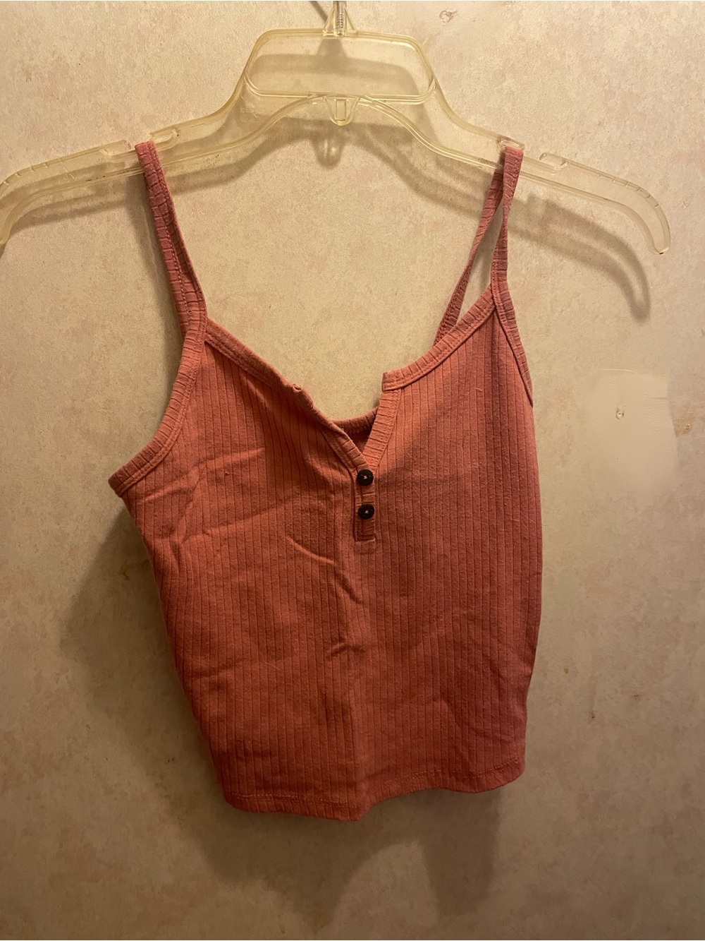 Bozzolo Ribbed Spaghetti Strap Crop Tank - Dusty Rose